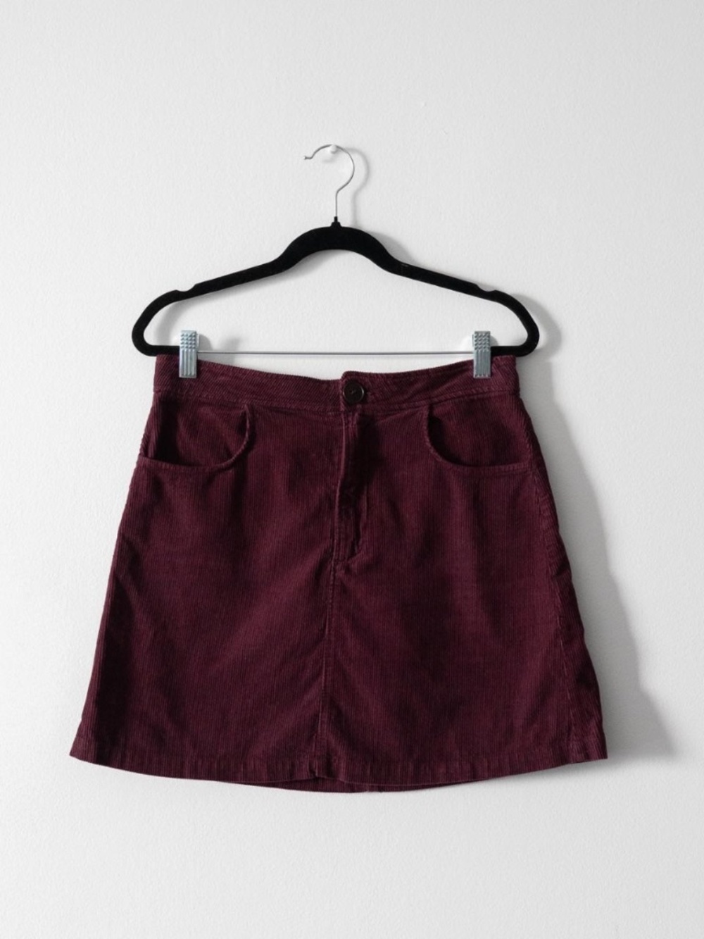 Zara Women's Burgundy Cotton Corduroy Skirt